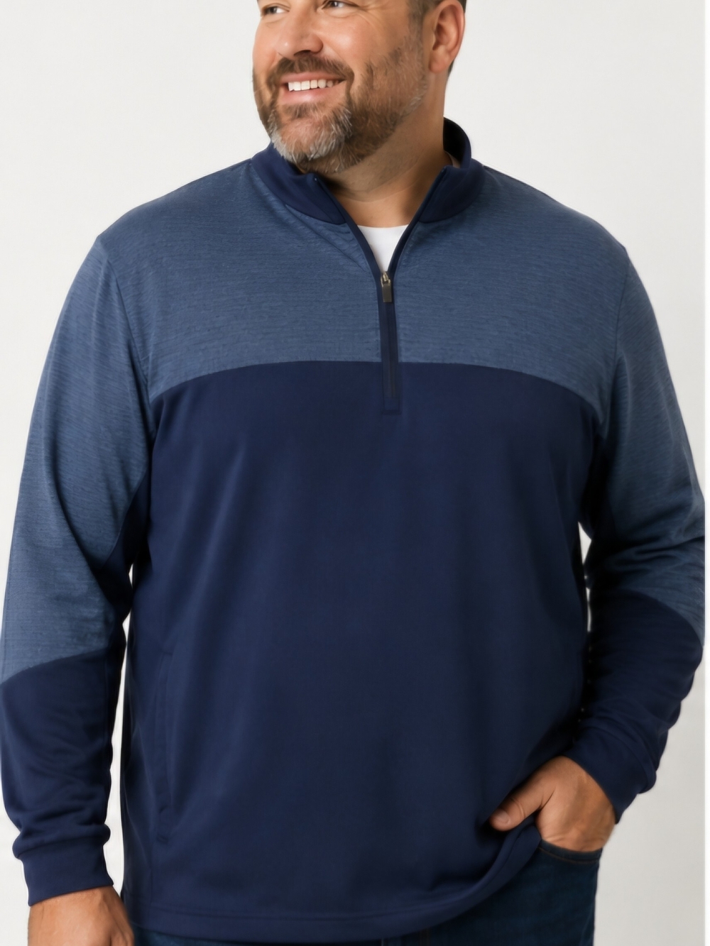 Ben Hogan Performance Men’s 2XL Quarter Zip Pullover Blue Colorblock Golf Shirt